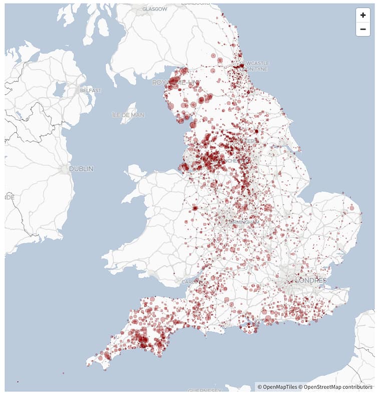 A map of UK's wastewater spillage