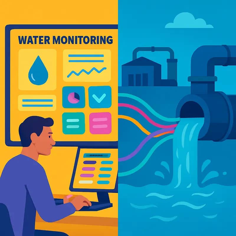 Modern water utility control room showcasing digital transformation