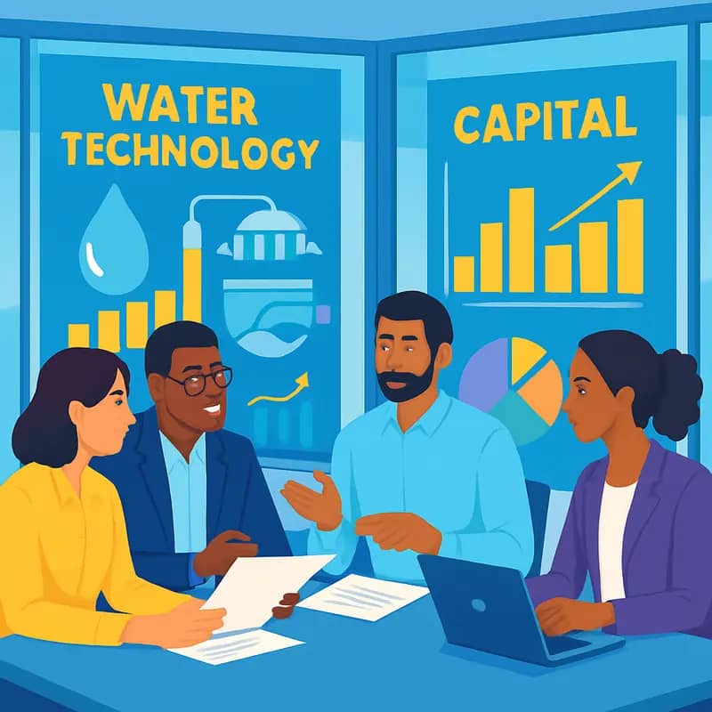 EDC executives analyzing water technology investment opportunities
