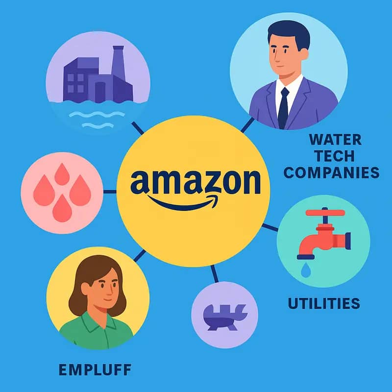 Amazon’s data center showcasing water-intensive cooling operations