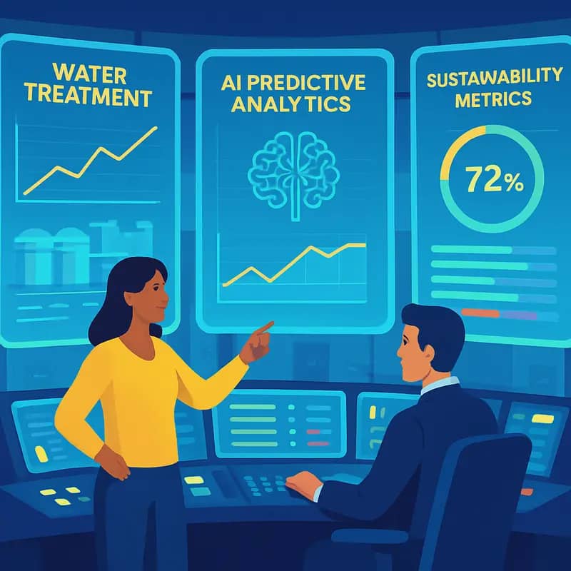 Ovivo’s modern water treatment facility showcasing traditional and digital technologies