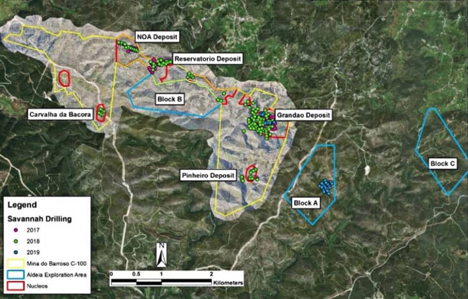 Situation Map of the Mina do Barroso Lithium Mining Project - Credit: Savannah Resources