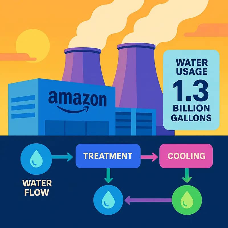 Amazon’s data center showcasing water-intensive cooling operations
