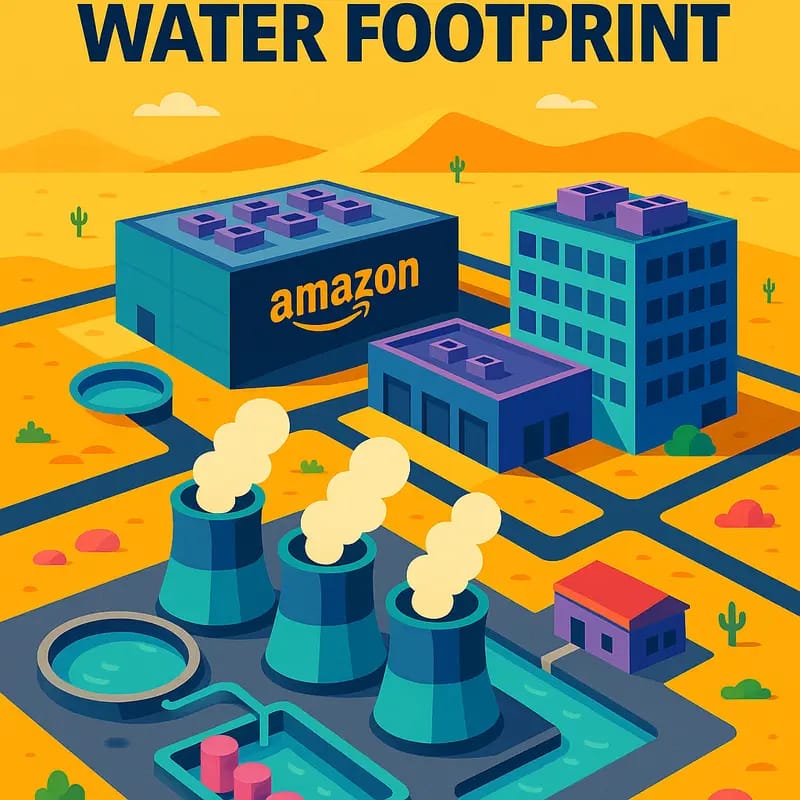 Amazon’s data center showcasing water-intensive cooling operations
