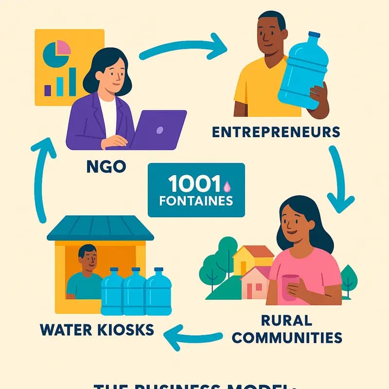 Local water entrepreneur operating a 1001 Fontaines facility